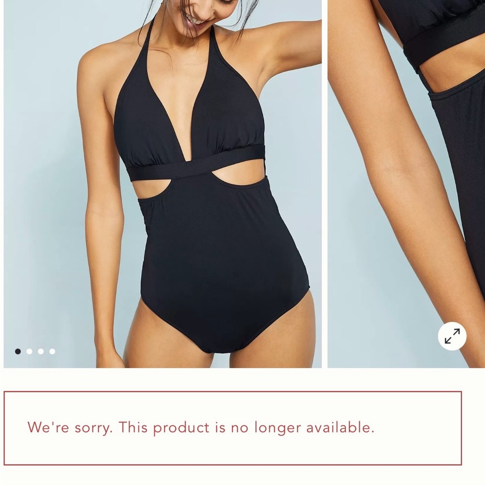Seafolly Black Side-Cutout Halter One-Piece Swimsuit